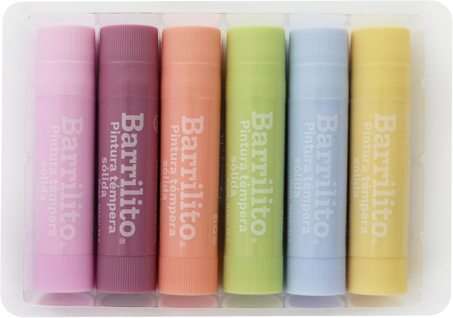 Pintura Tempera Solida  0.35oz.Colores Paste Amarillo,Azul,Coral,Lila,Rosa y Verde pk/6pz.B/P