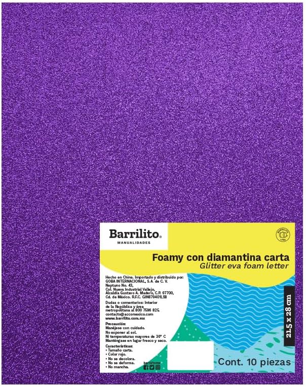 Foamy Diamantina color morado,pk/10hojas,ctn/12pk