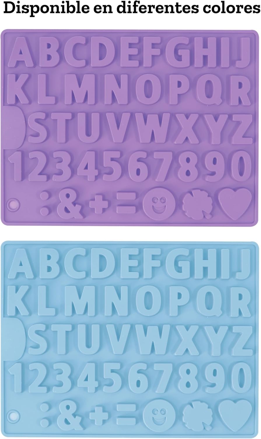 Molde Flexible de Silicone Letras Colores Verde,Naranja,Morado y Azul