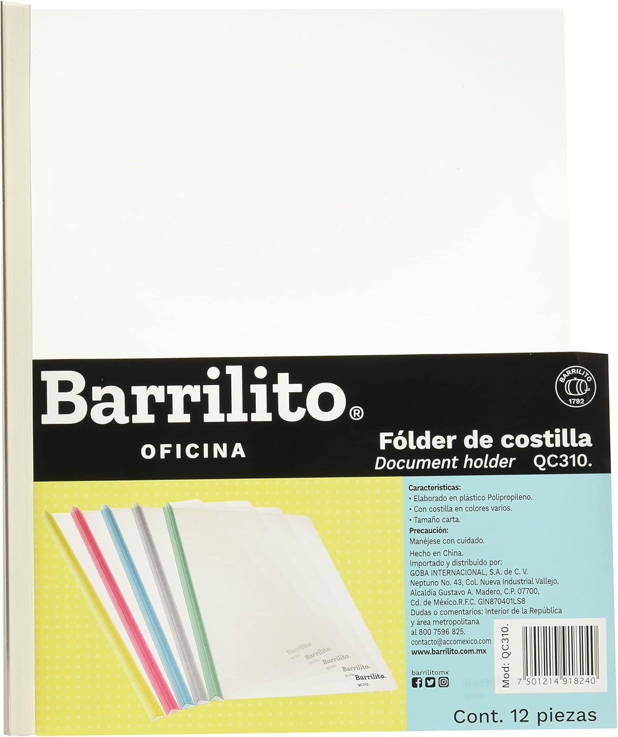 Folder Plastico carta con costilla pk/12