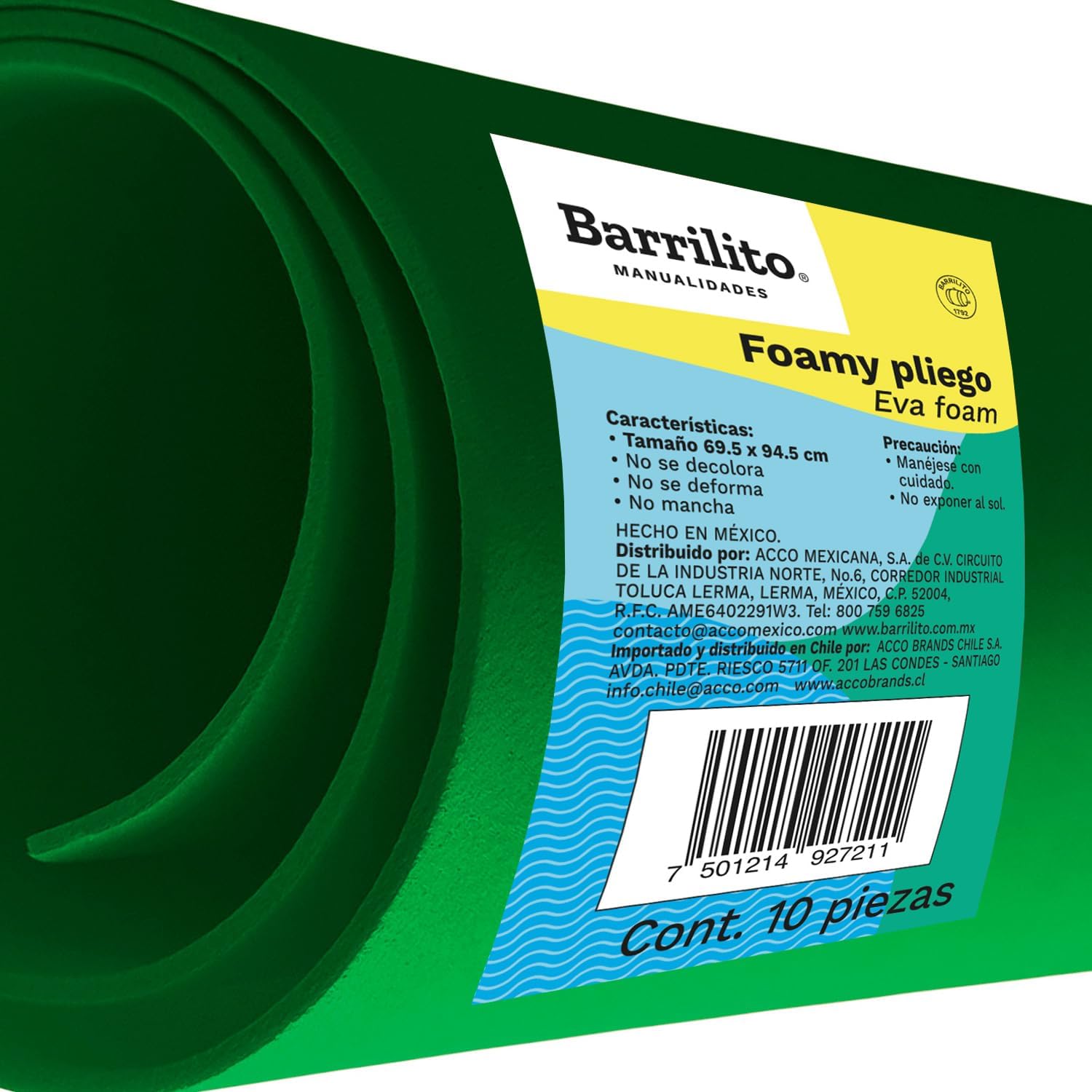 Foamy Tamaño Pliego (27 1/2 X 37 1/2) color verde bandera,pk/10hojas,ctn/5pk