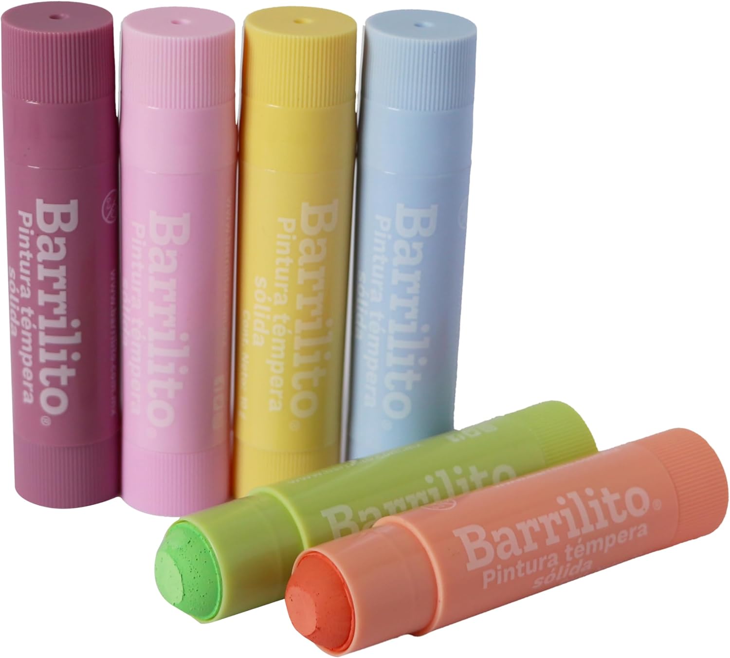 Pintura Tempera Solida  0.35oz.Colores Paste Amarillo,Azul,Coral,Lila,Rosa y Verde pk/6pz.B/P
