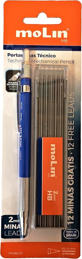 Blister 1 Portaminas 2mm + 1 Tubo de 12 minas 2mm. ctn/144