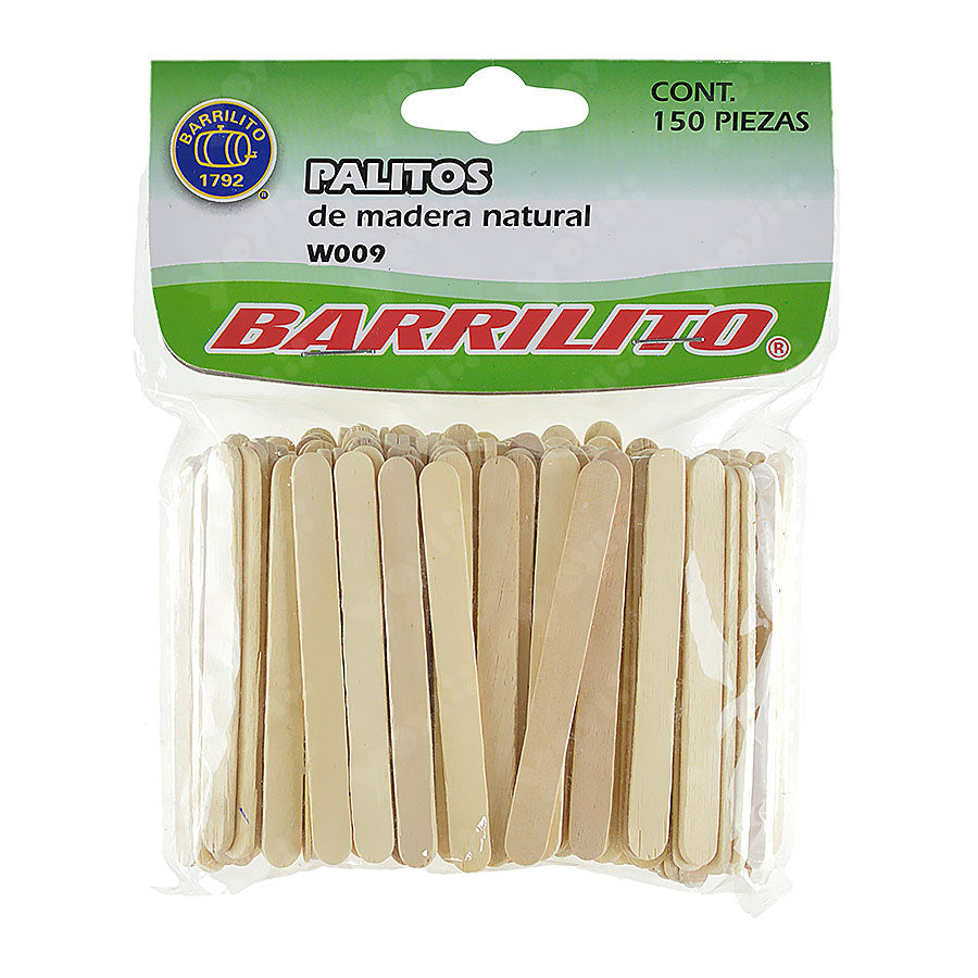 Palitos planos de madera color natural pk/150pz. ctn/72pk.