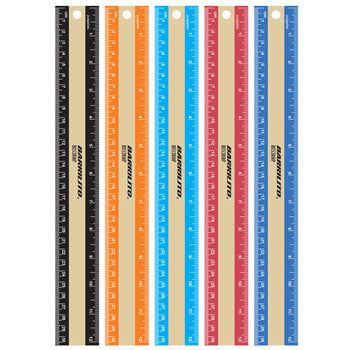 Regla de Madera bordes plasticos 30cm. de colores,ctn/360pz.