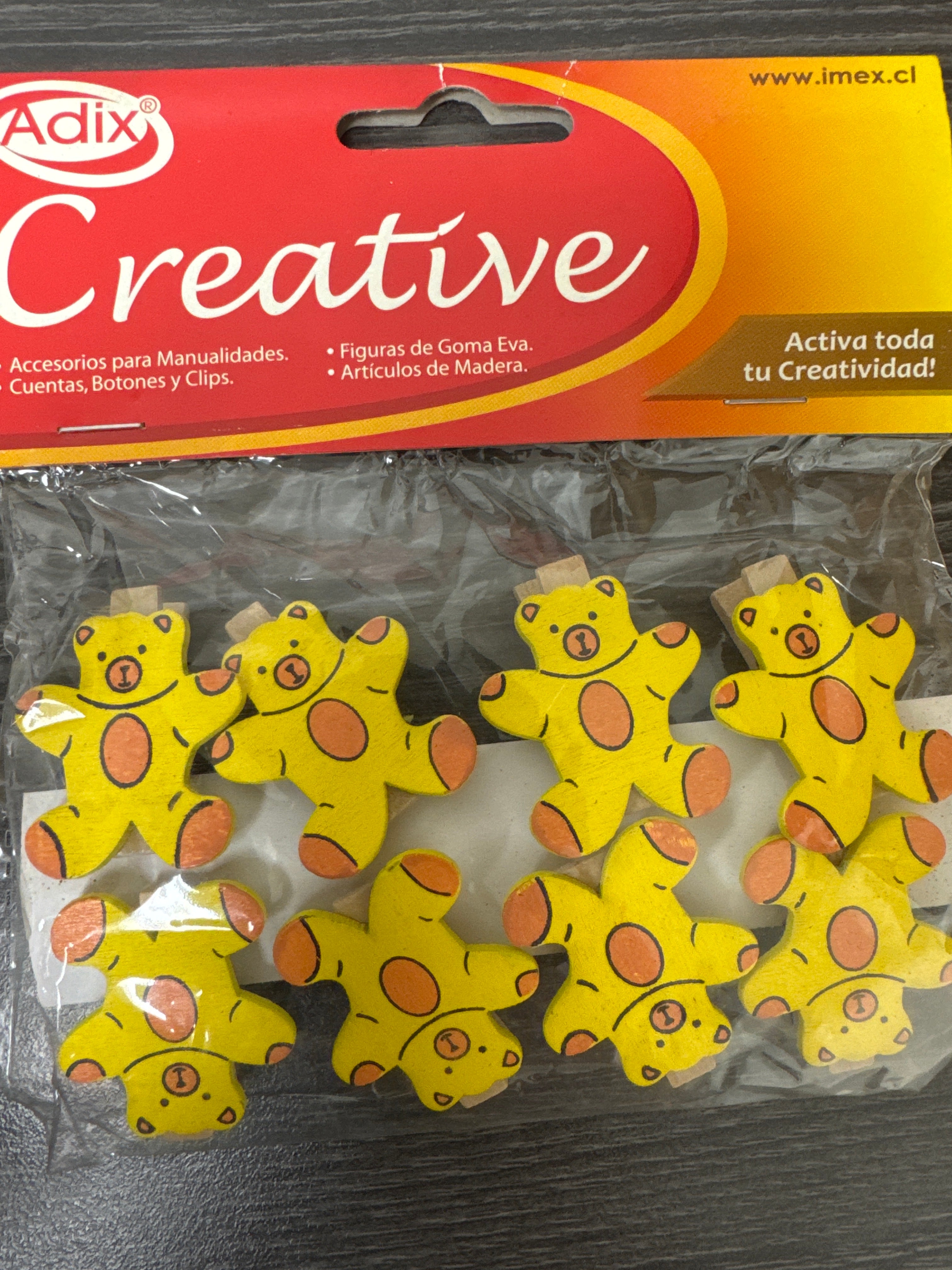 Pinza Madera Oso 8u CREATIVE