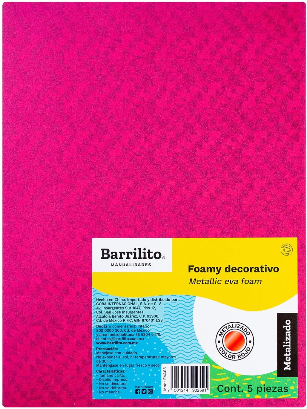 Foamy Carta Metalizado Rosa pk/5pz