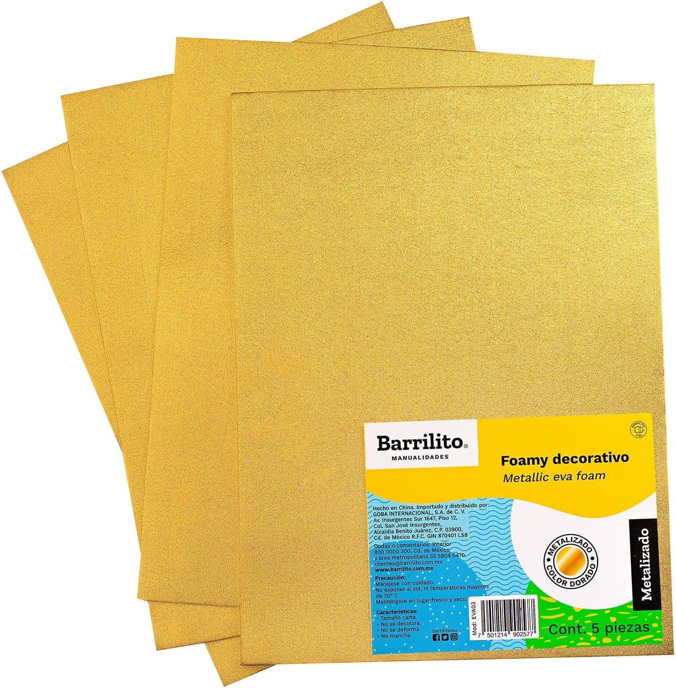 Foamy Carta Metalizado Dorado pk/5pz.