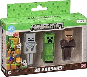 Minecraft 3D Erasers 3 Pack Window Box