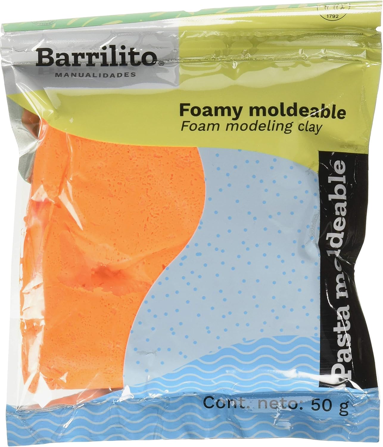 Foamy Moldeable 50gr. color naranja.zempazuchitl,caja de 48unidades,ct/192unidades
