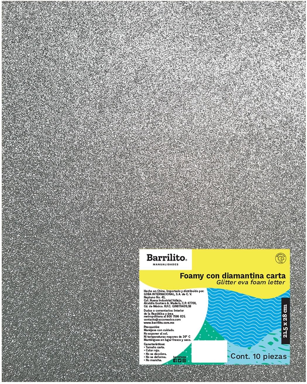 Foamy carta diamantina plata (paq 10 piezas)