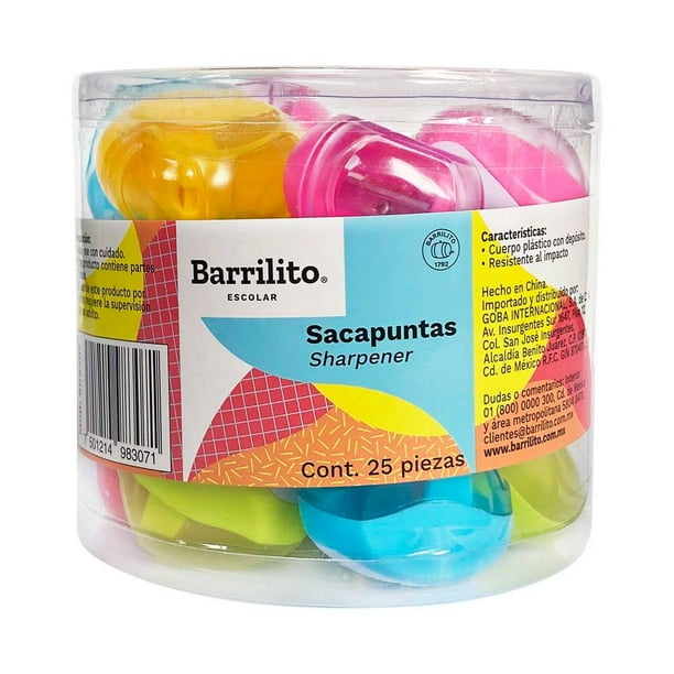 Sacapuntas plastico con deposito B/25pz., ctn/30B