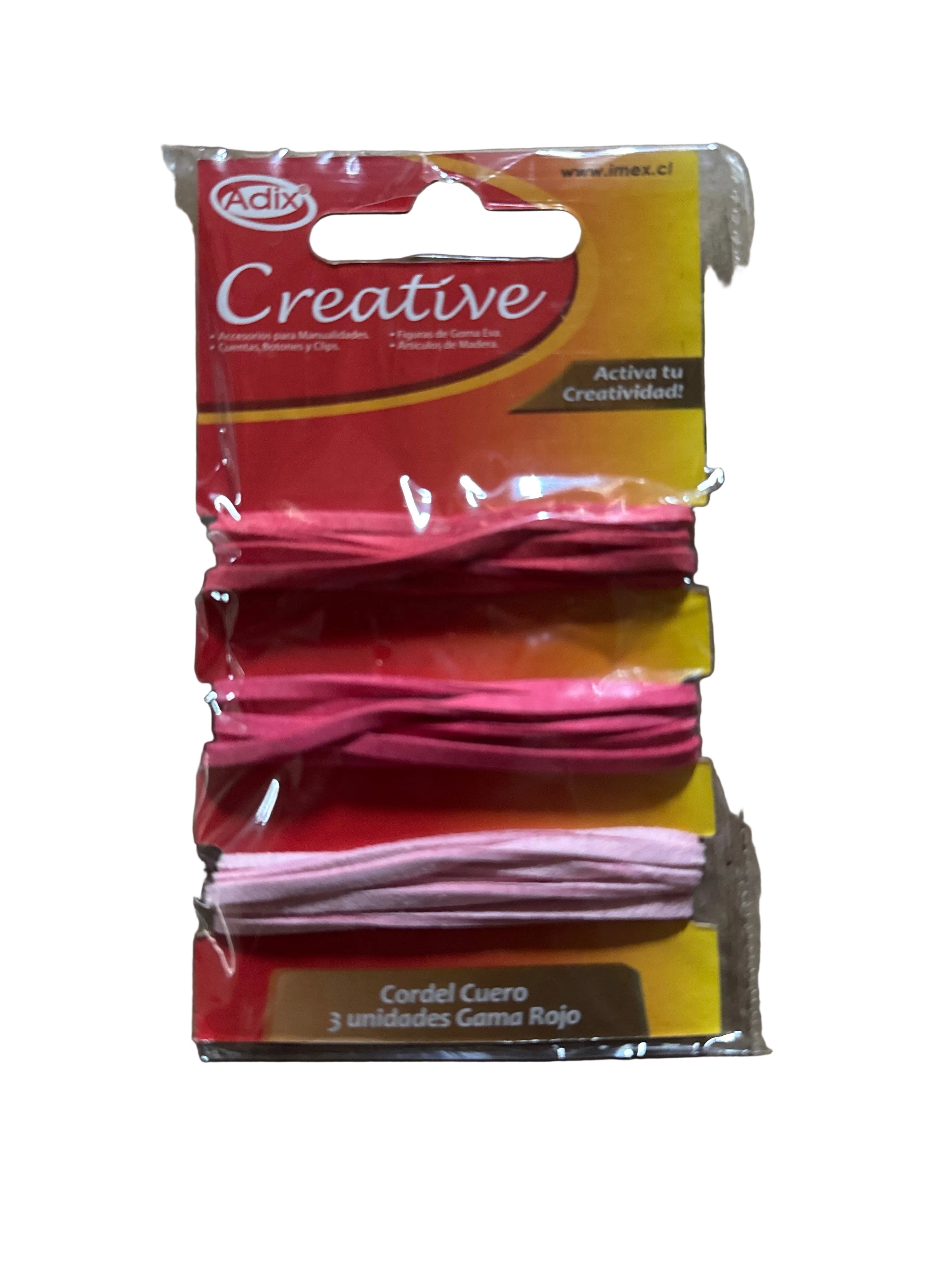 Cordel Cuero 3m pk/3u. Gama Rojo. CREATIVE