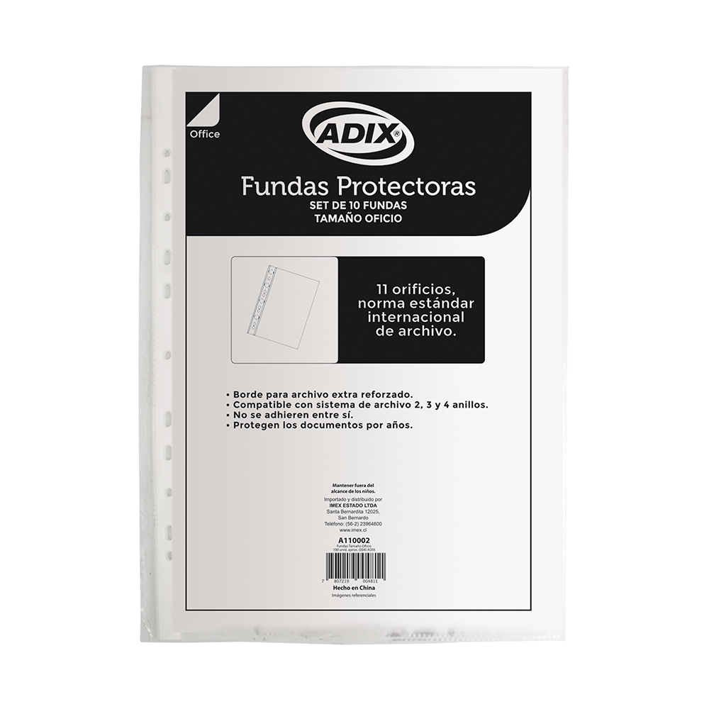 Fundas para archivar plastico oficio pk/10u. ADIX