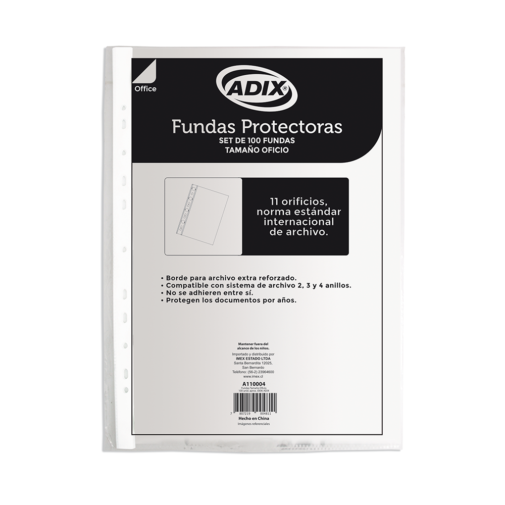 Fundas para archivar plastico oficio pk/100u ADIX