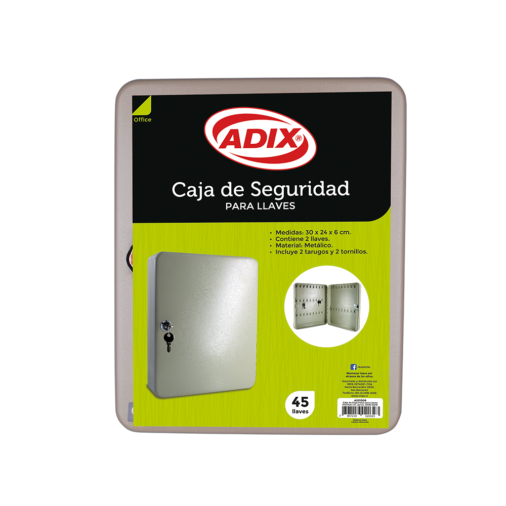 Gabinete Para Llaves 30x24x6cm Gris (008) ADIX (45 LLAVES)