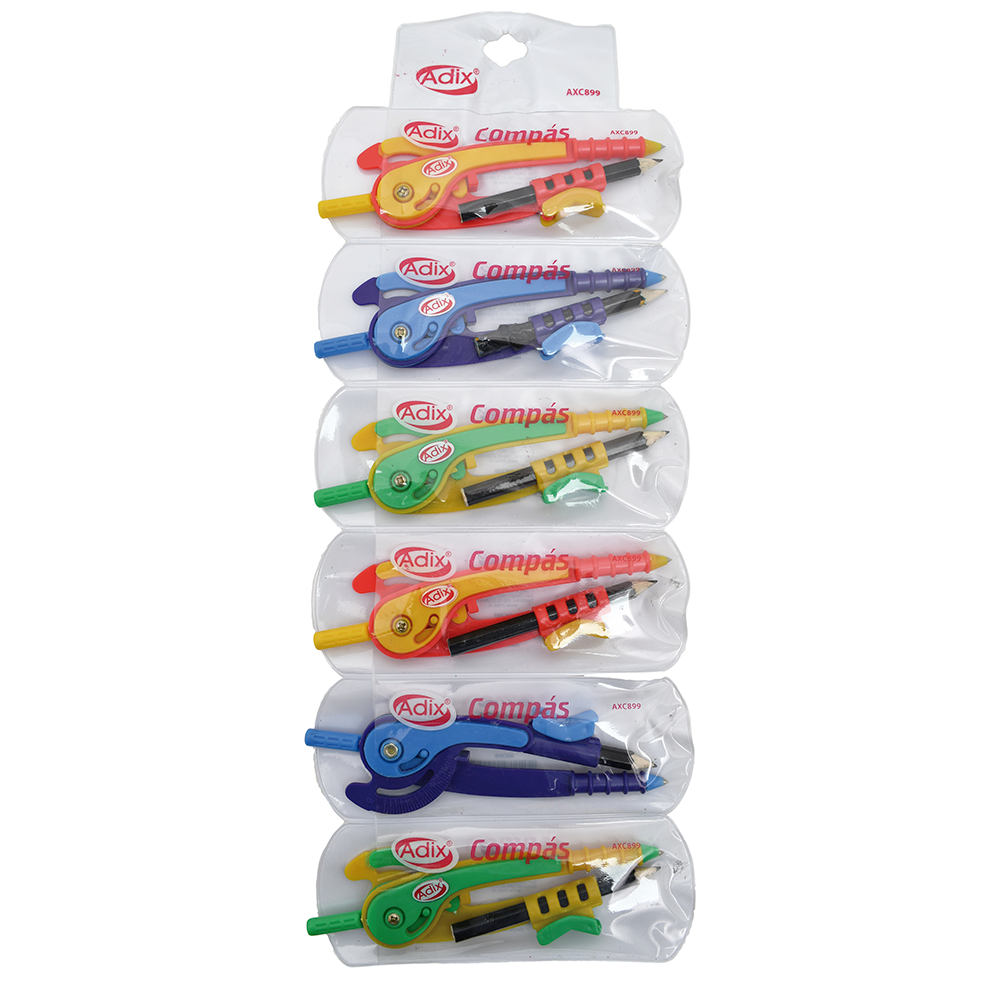 Compas Plastico Escolar pk/6pz. B/P  ADIX