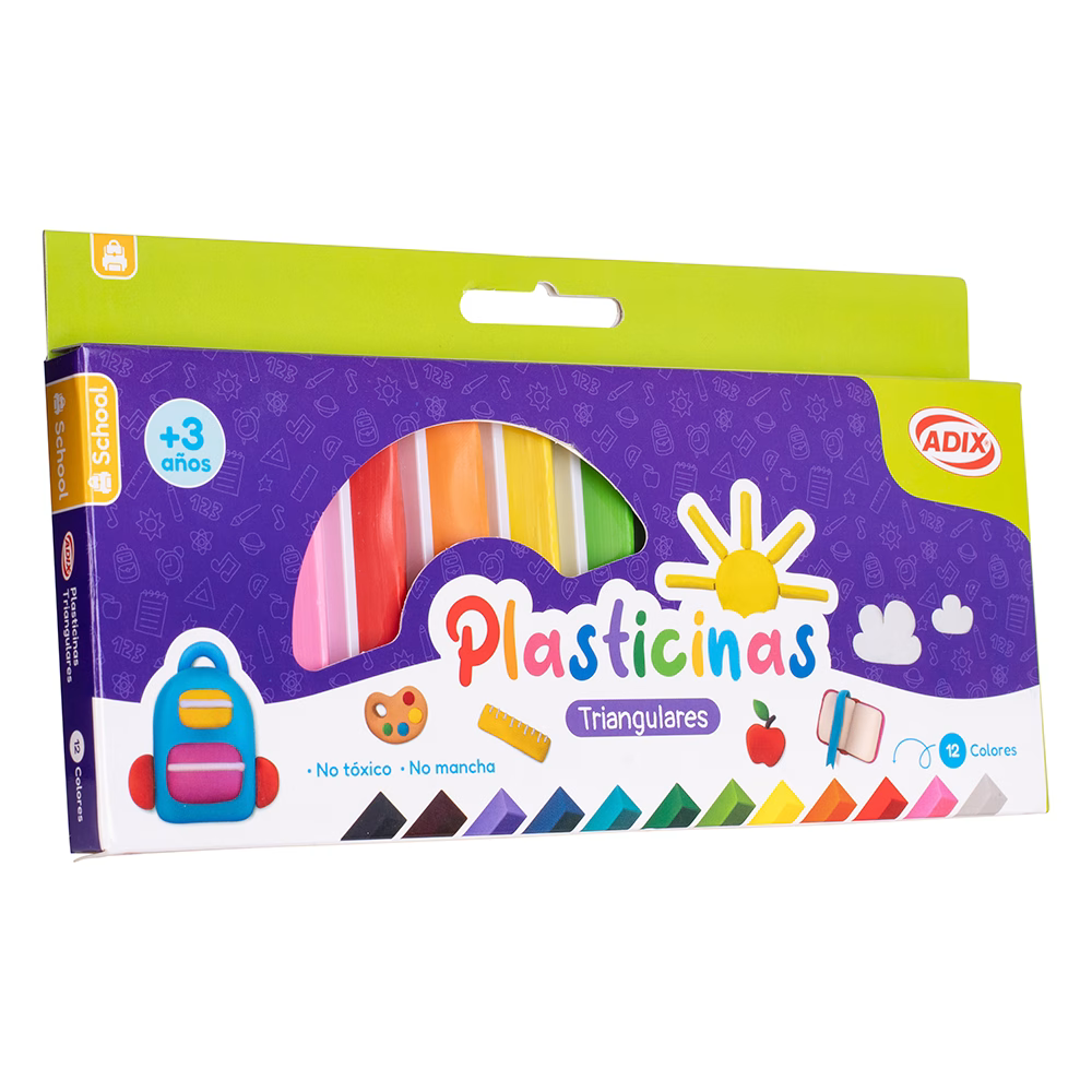 Plasticina Triangular 12 Colores (002) ADIX