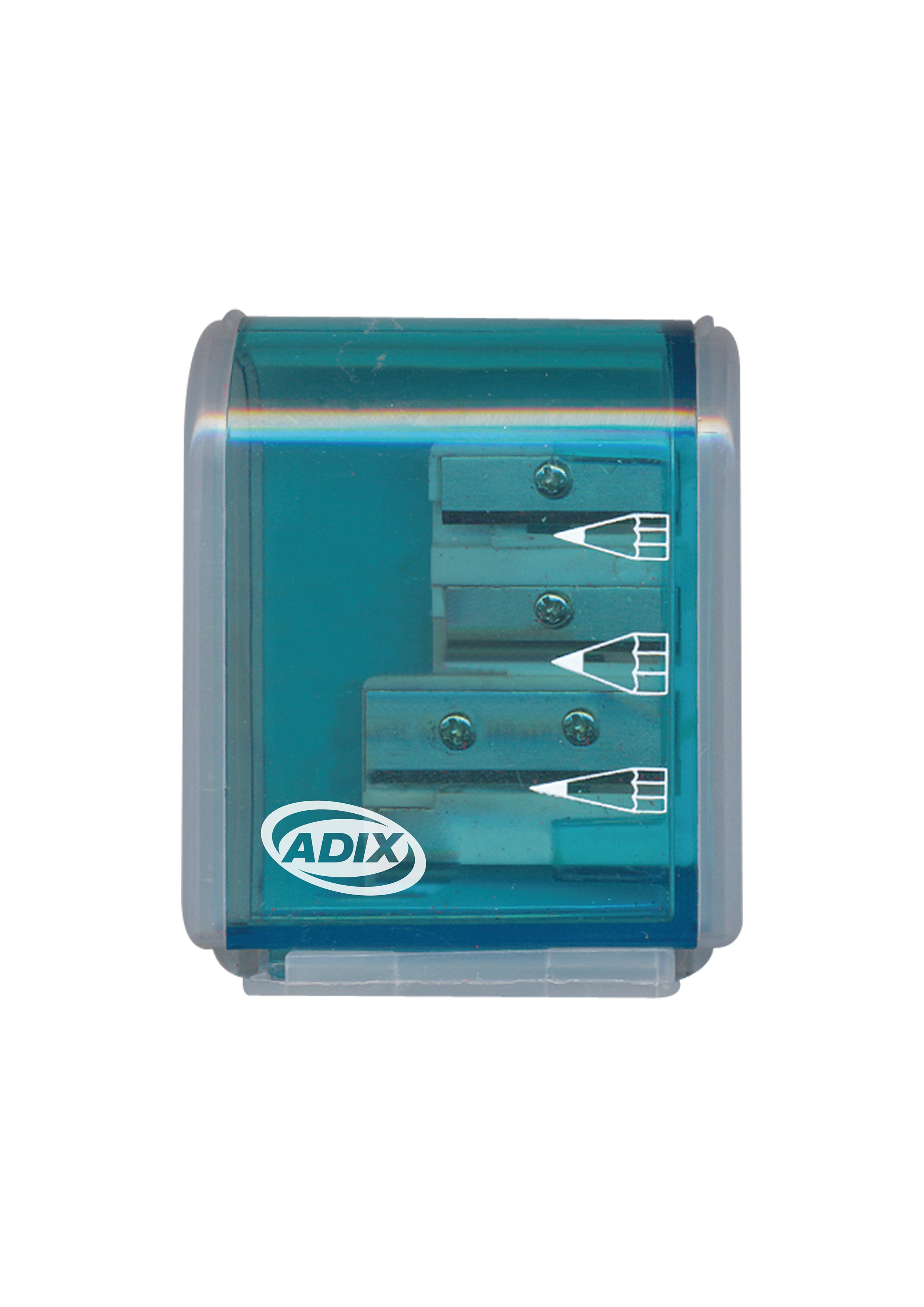 Sacapuntas Pastico Translucido Triple con Contenedor ADIX