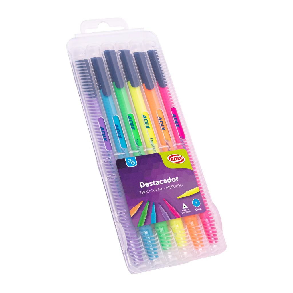 Destacador c/Caja Plástica 6 Colores (008) ADIX