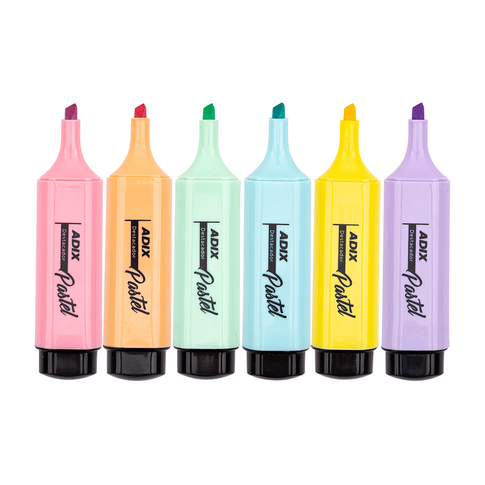 Set Destacadores Biselados Colores Pastel pk/6 colores ADIX