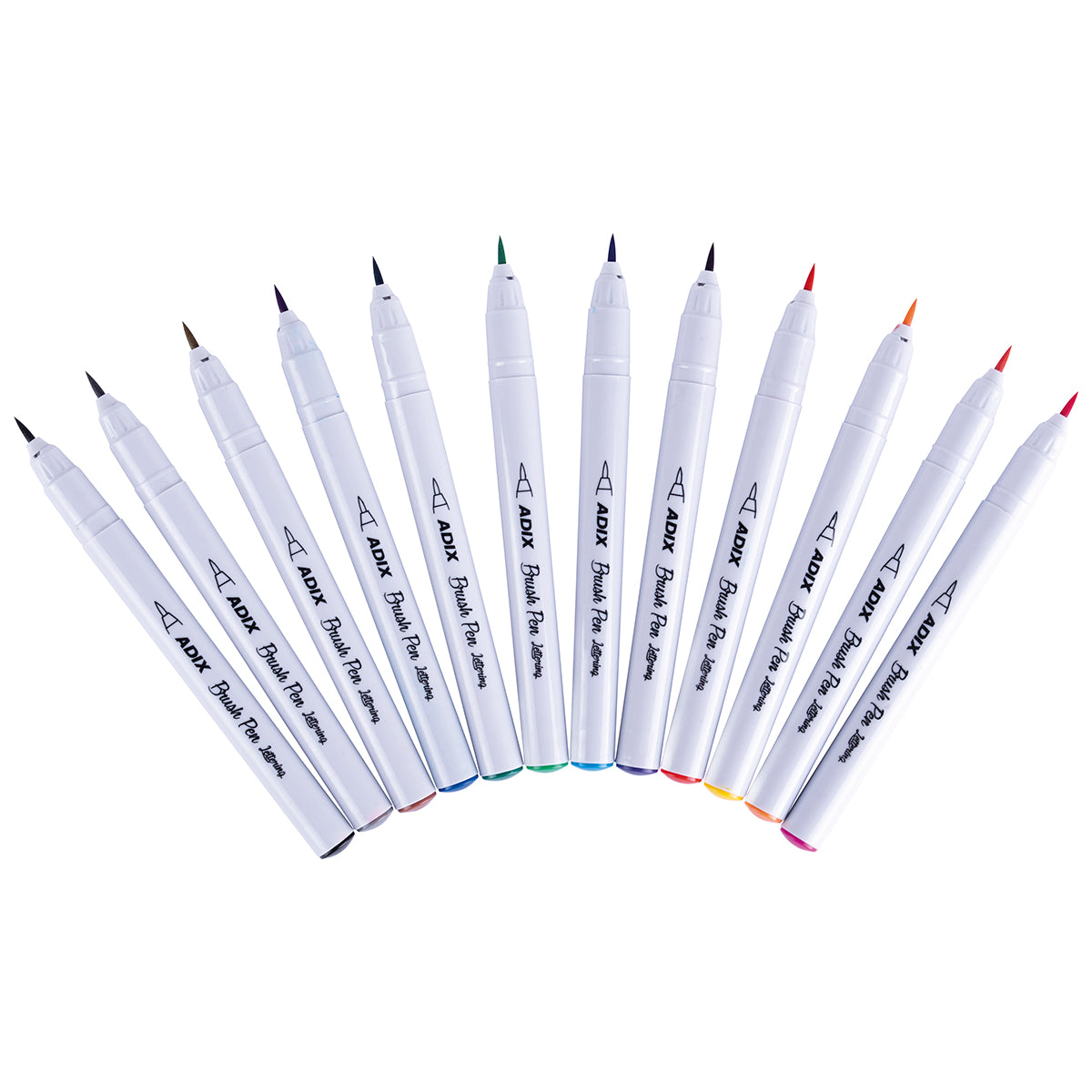 Brush Pen (Lettering) punta pincel pk/con 12 colores ADIX