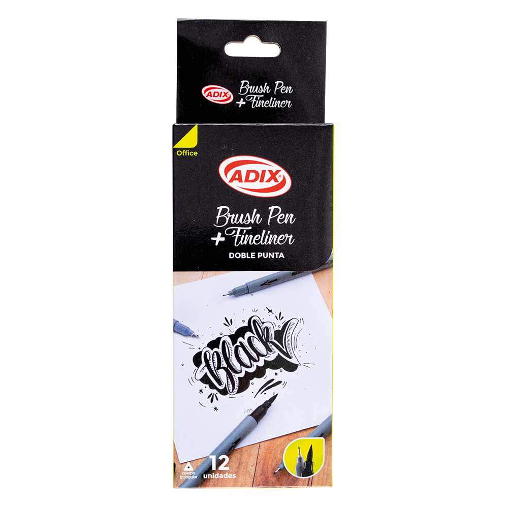 Brush Pen/Fineliner Negro ADIX pk/12pz. precio por docenas ADIX