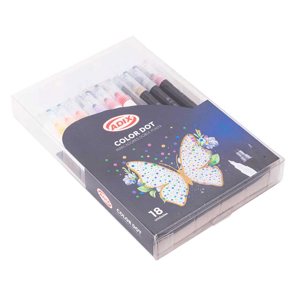 Set Marcador de Punto Doble Punta 18 Colores ADIX