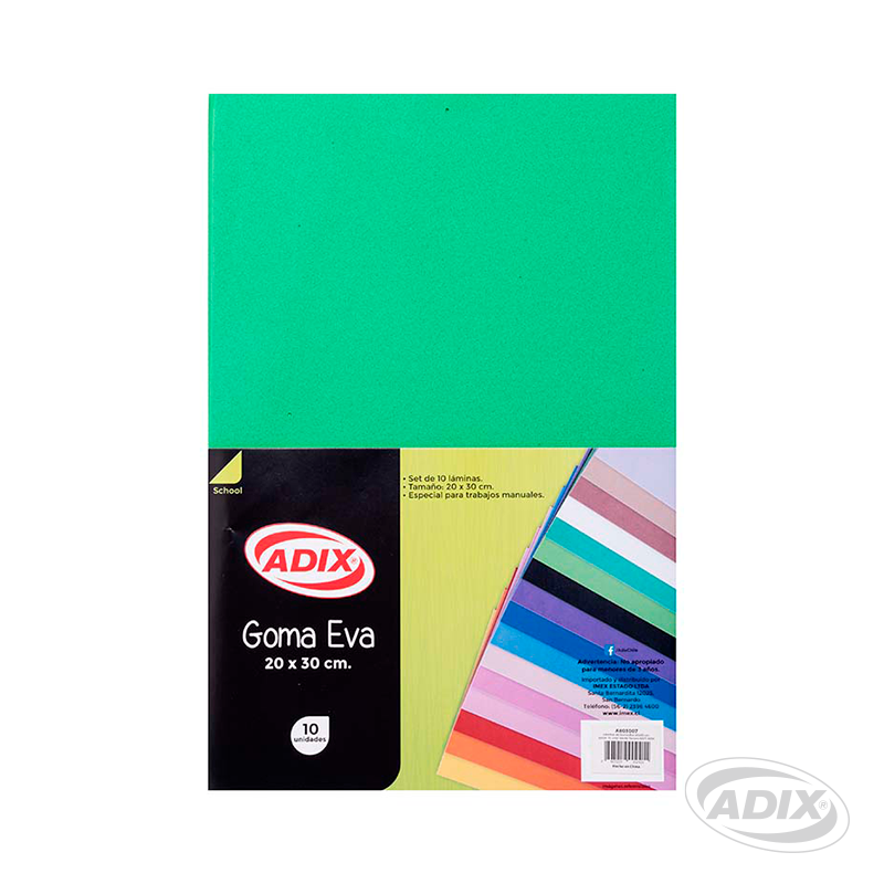 Goma Eva 20x30cm 10u Verde Oscuro (007) ADIX