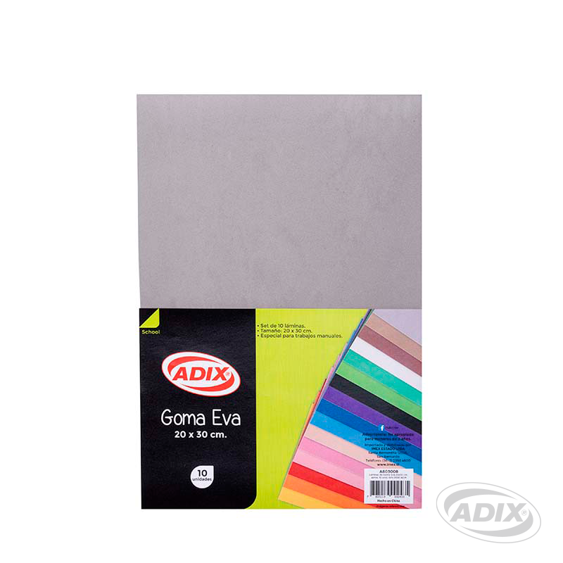 Goma Eva 20x30cm 10u Gris (008) ADIX
