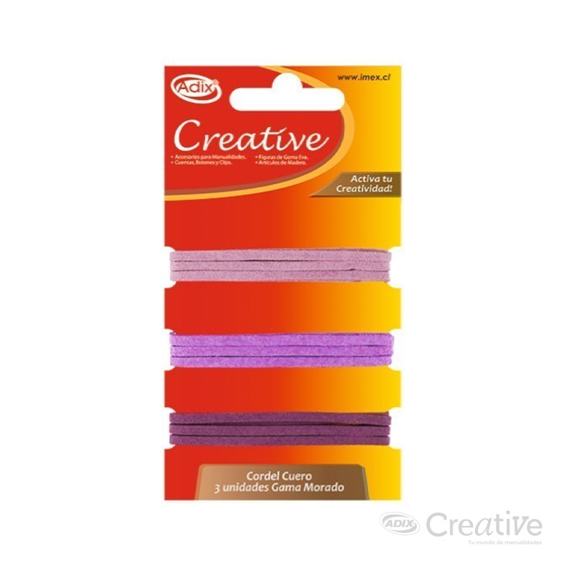 Cordel Cuero 3m pk/3u. Gama Morado. CREATIVE