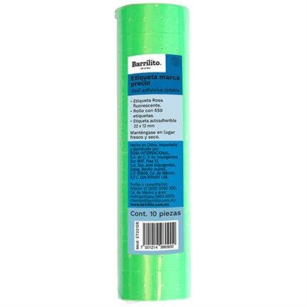 Etiqueta Marca Precio color verde,rollo con 550etiquetas,pk/10rollos,ctn/100rollos
