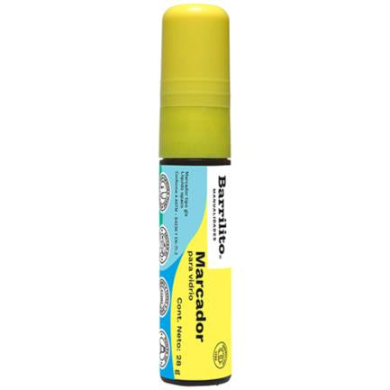 Marcadores de vidrio color amarillo neon de 28g., pk/10pz.,ctn/25pk.