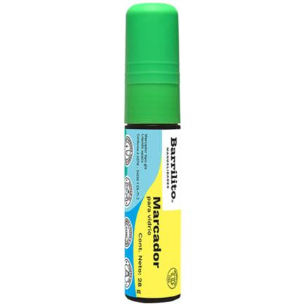 Marcadores de vidrio color verde neon de 28g.,pk/10pz.,ctn/25pk