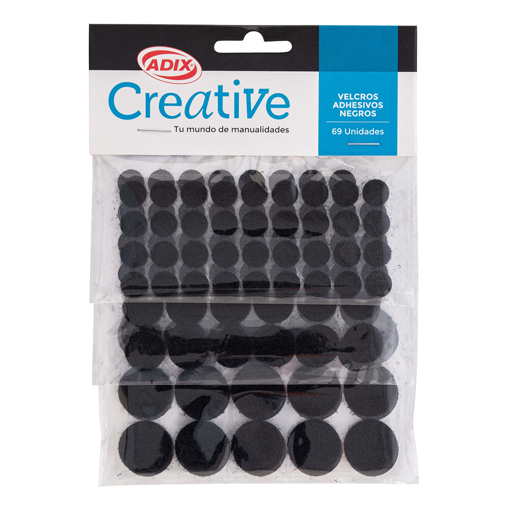 Velcro Adhesivo 3 Tamaños Negro 69u. CREATIVE