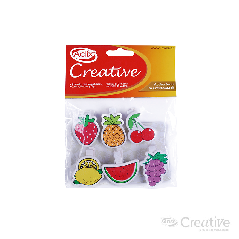 Pinza Madera Fruta 6u. CREATIVE