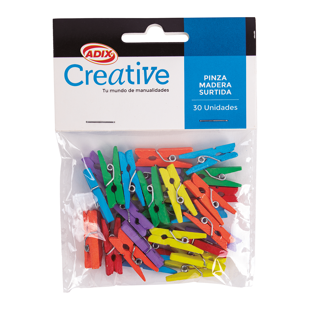 Pinzas de Madera colores surtidos pk/30u CREATIVE