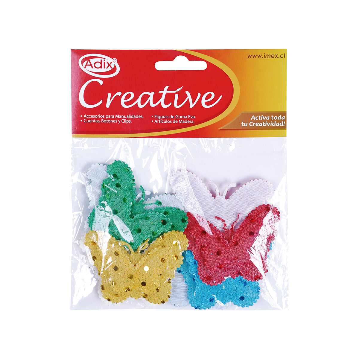 Puffy Mariposas con Lentejuelas pk/8pz. CREATIVE