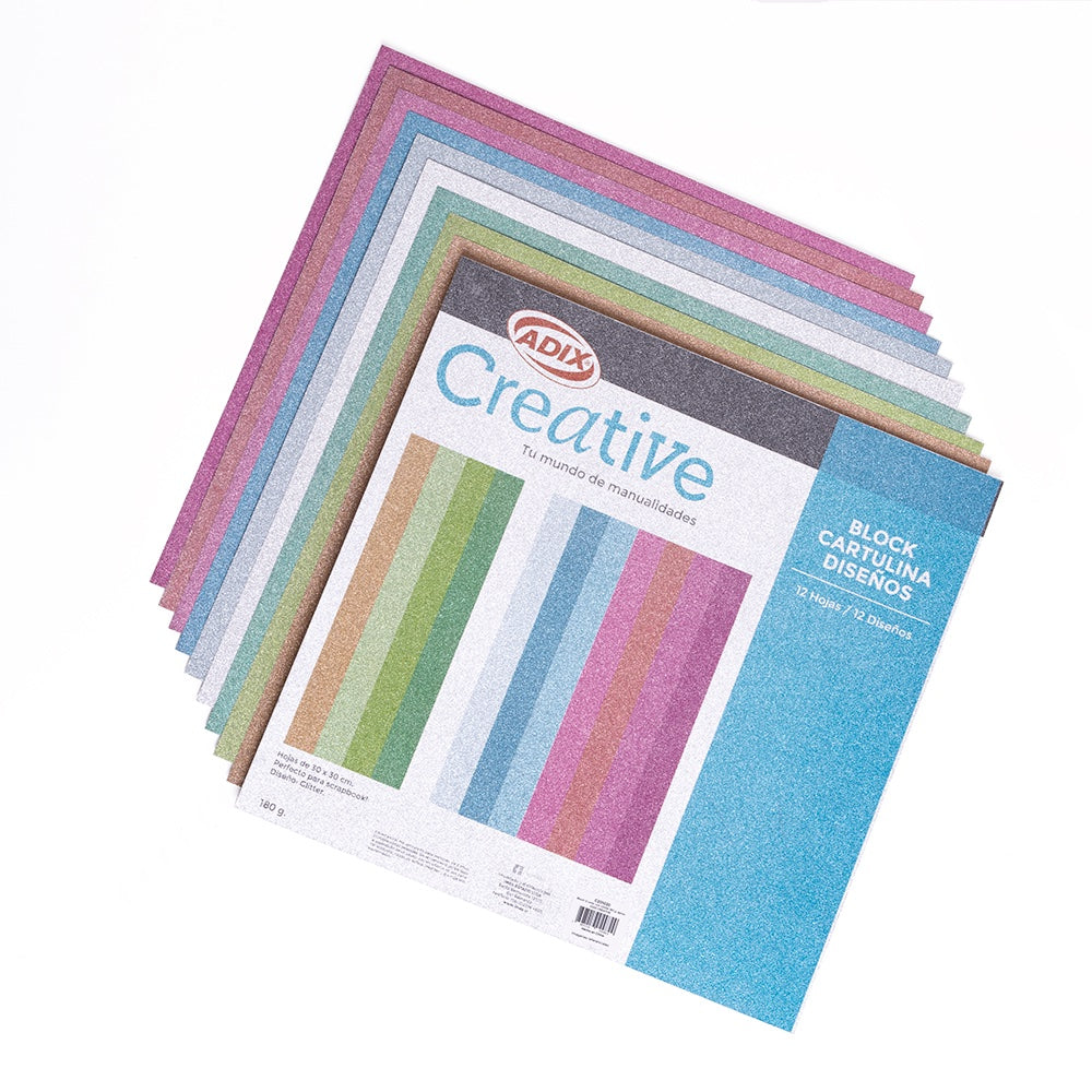 Block 12u. c/Glitter 180gr.  CREATIVE