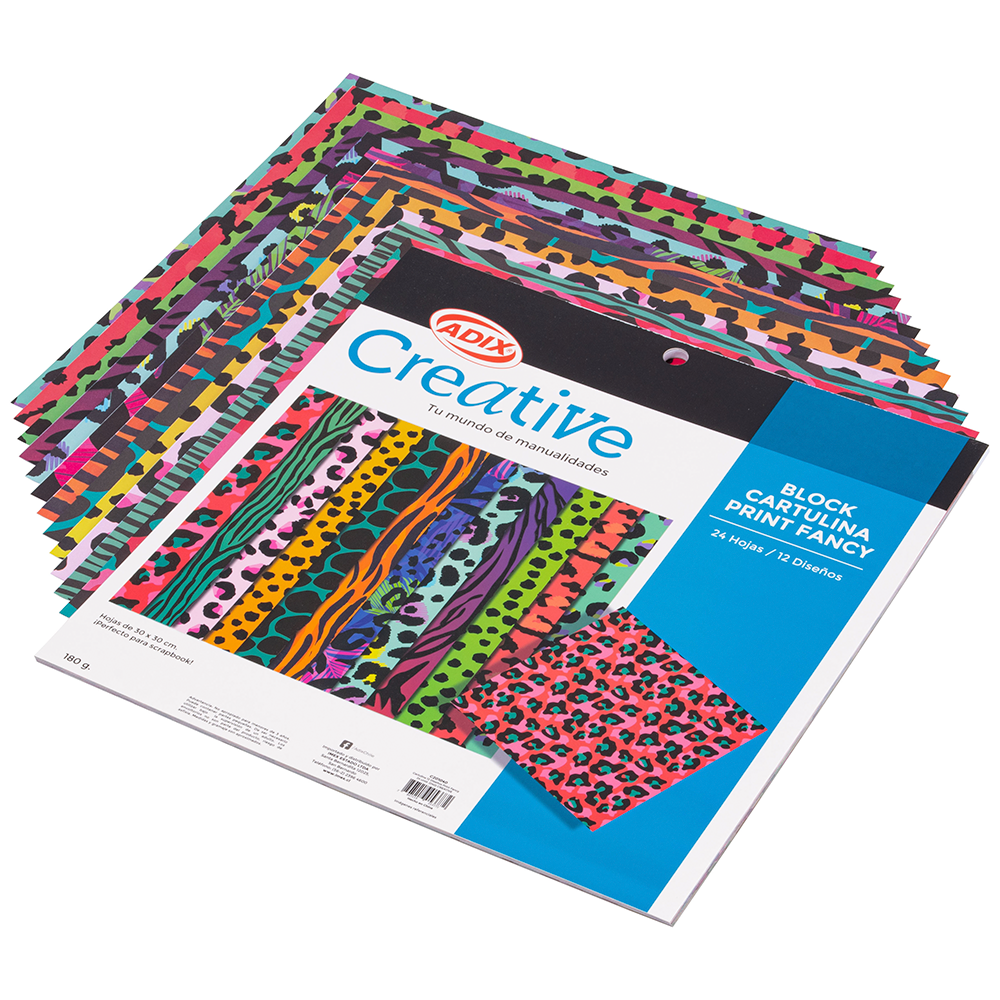 Cartulina 12 Diseños Print Fancy 24u. 180g. CREATIVE