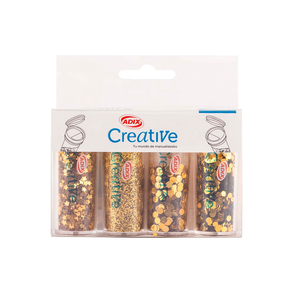 Set Confeti/Glitter Dorado 4u. CREATIVE