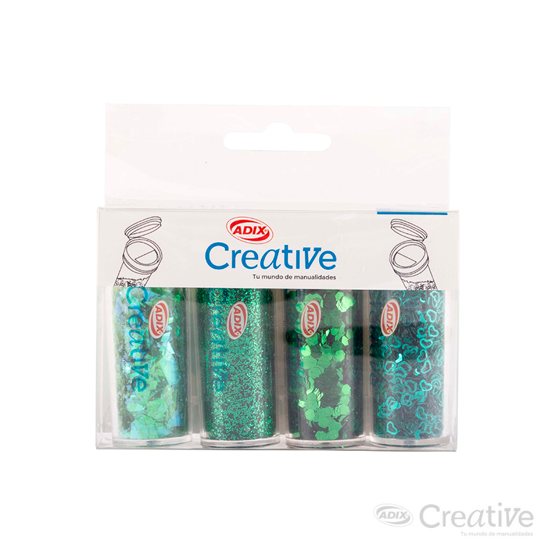 Set Confeti/Glitter Verde 4u. CREATIVE