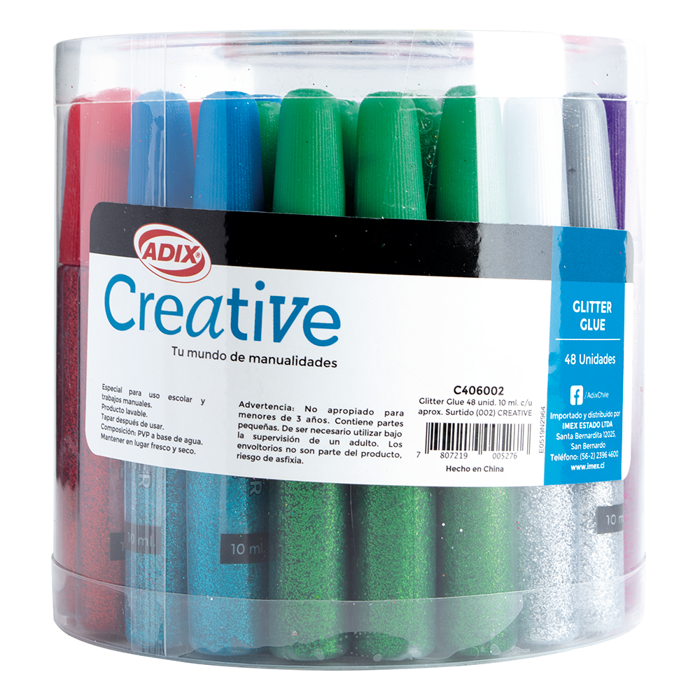 Glitter Glue 10ml. display de 48pz. CREATIVE