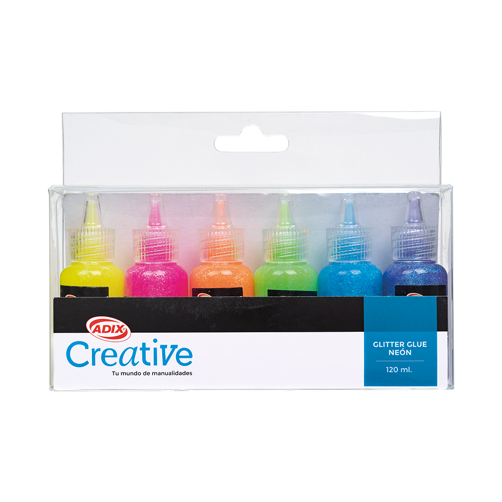 Glitter Glue Neón 20ml c/u 6u (004) CREATIVE