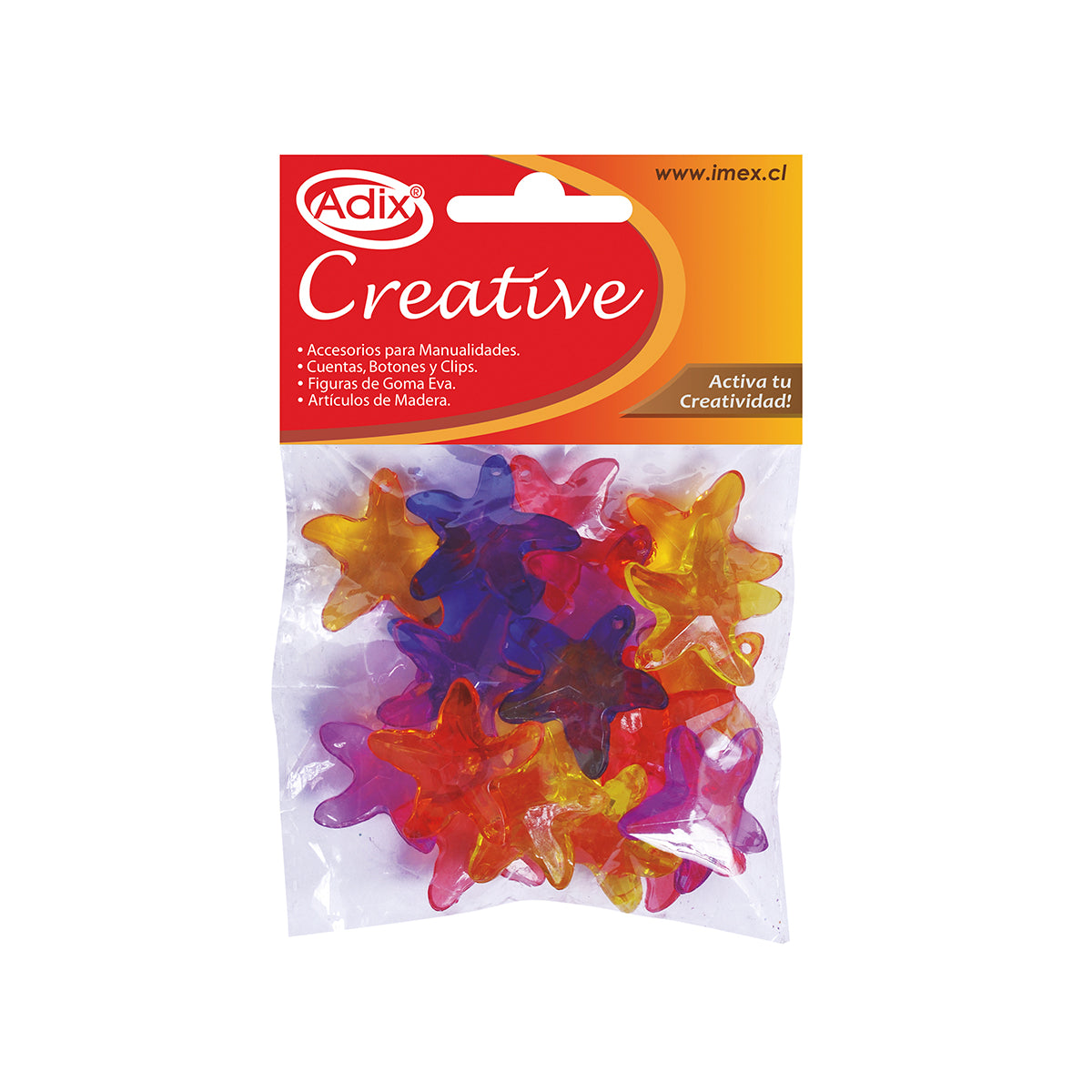 Cuentas de Plastico Estrellas pk/20u. CREATIVE