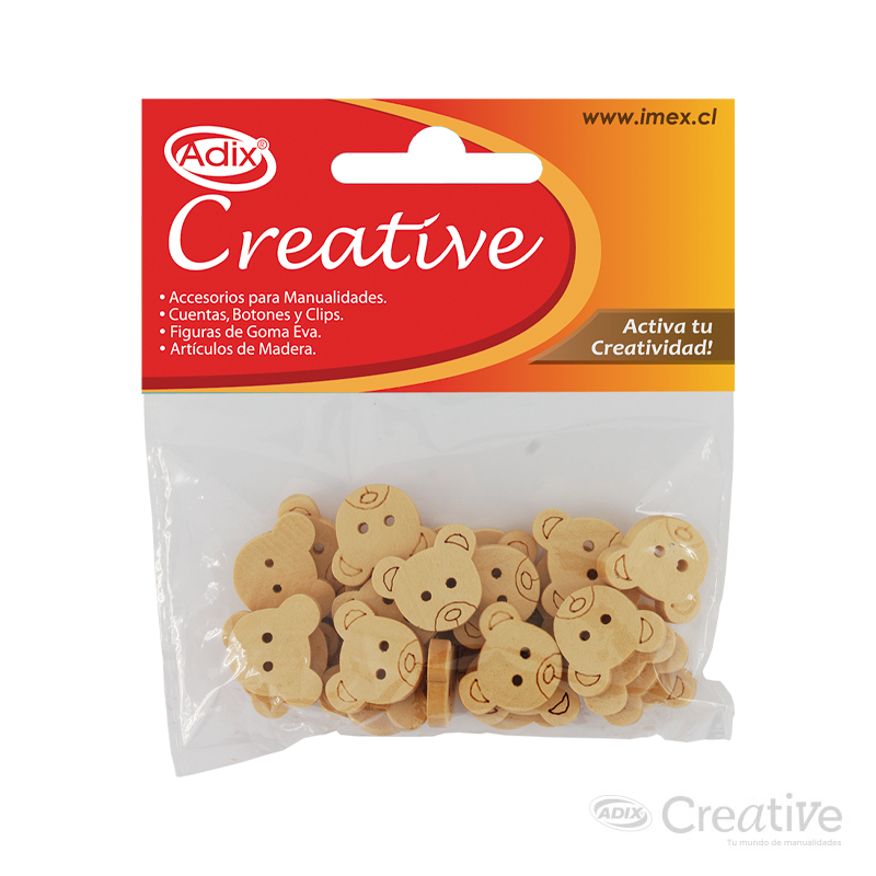 Boton Madera Oso pk/30u. CREATIVE