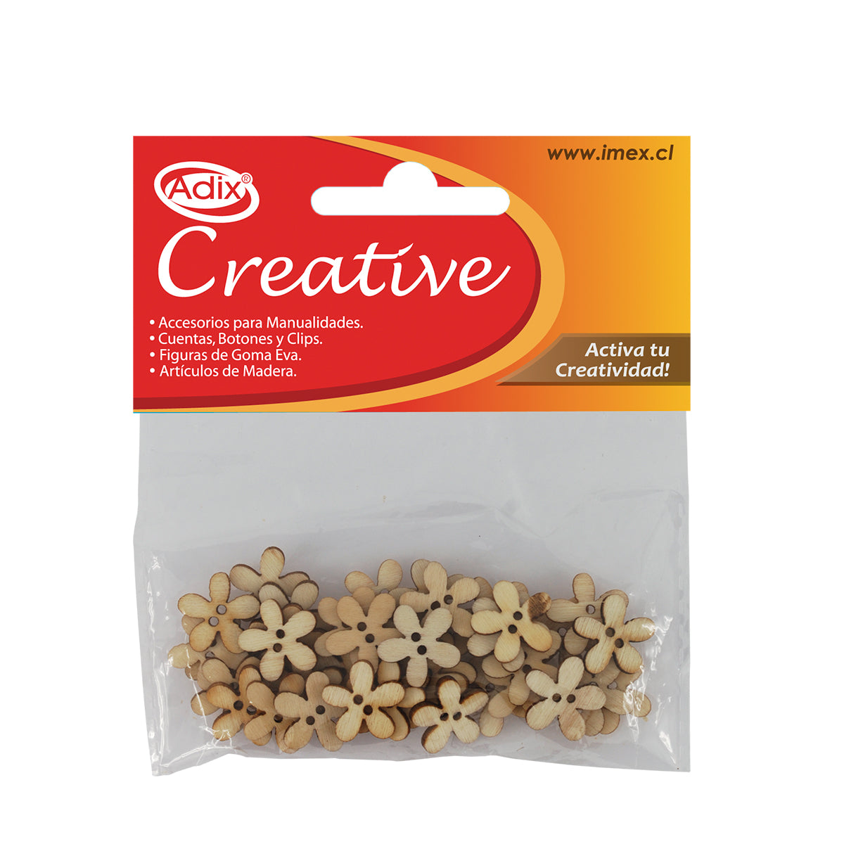 Botones de Madera Flores pk/40u. CREATIVE