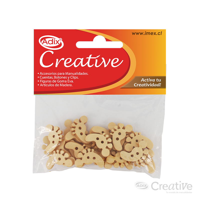 Boton Madera Pie 25u. CREATIVE