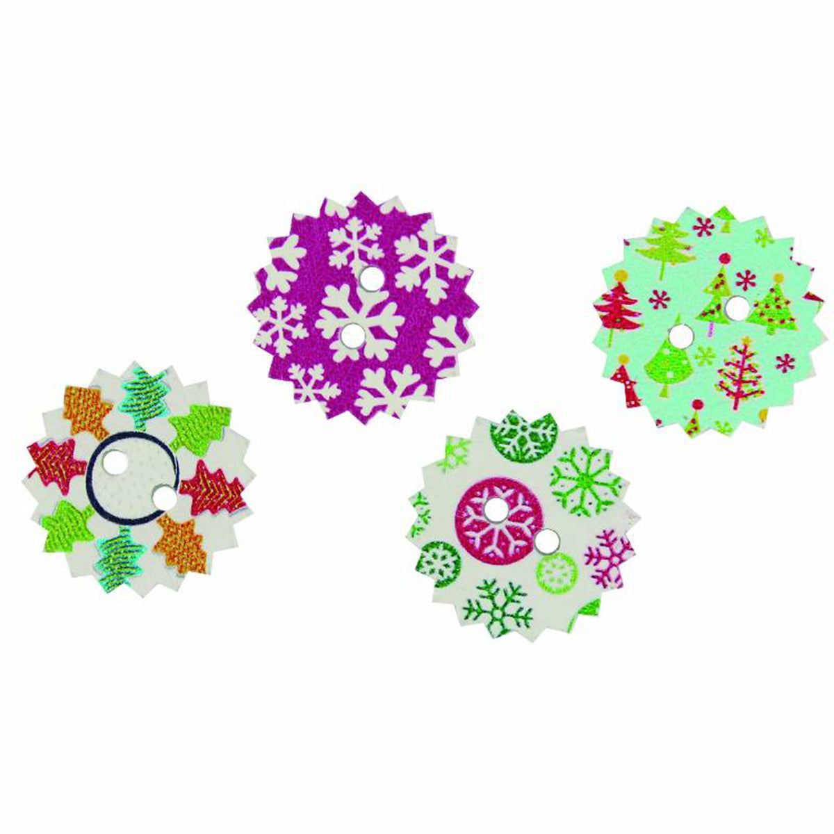 Botones de Madera pintada de Navidad Surtodos pk/15pz. CREATIVE