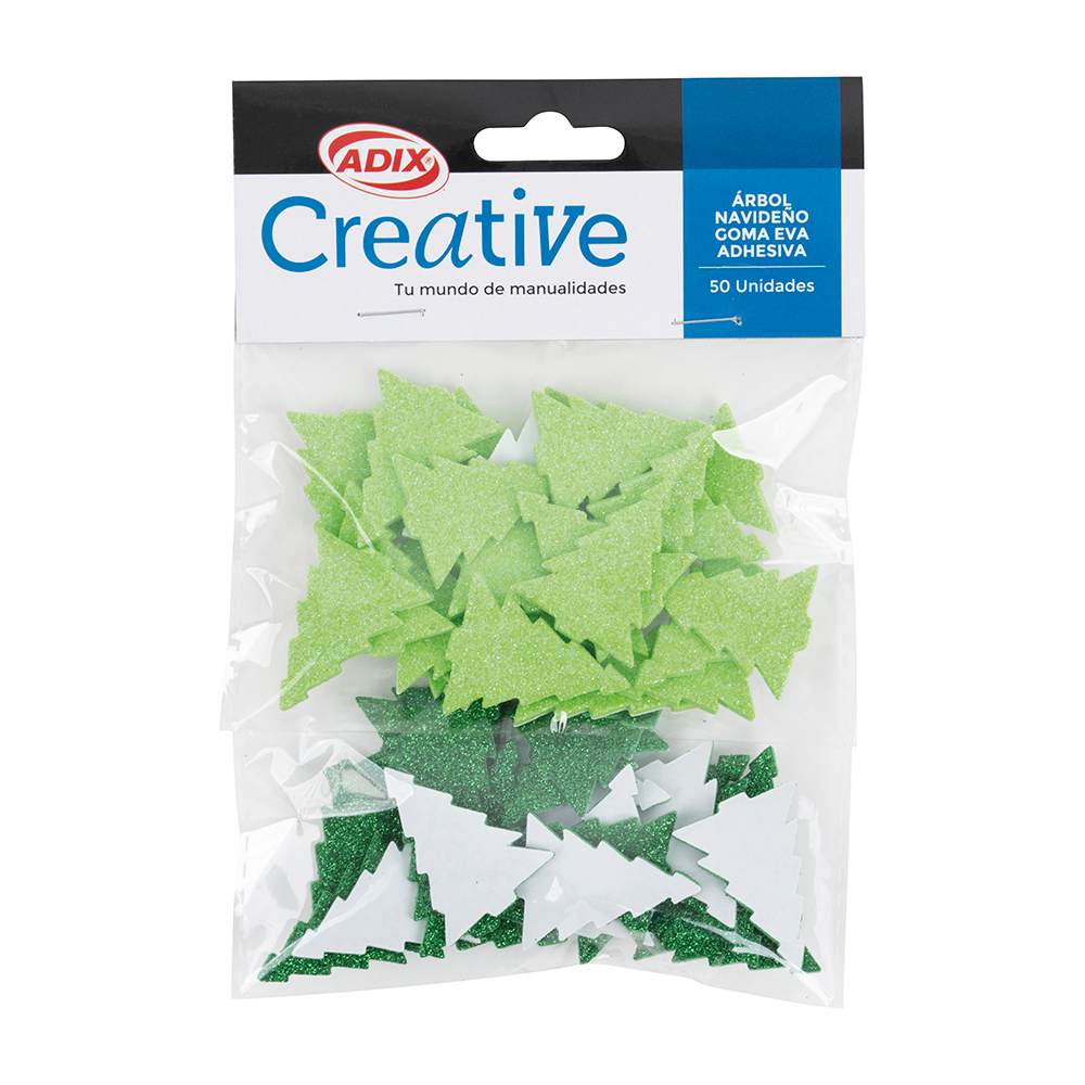 Árbol Navideño Goma Eva Glitter Adhesivo pk/50pz.(109) CREATIVE